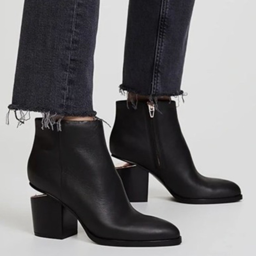 Alexander Wang Gabi Black & Silver Ankle Boots